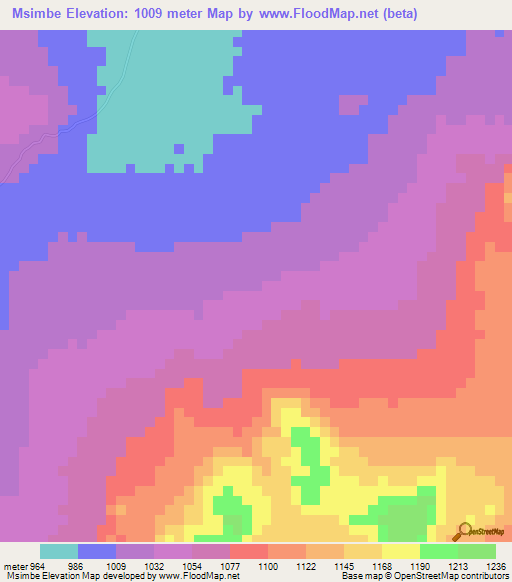 Msimbe,Tanzania Elevation Map