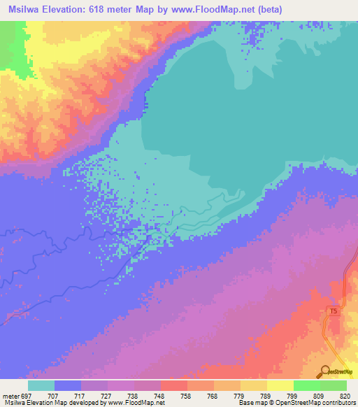 Msilwa,Tanzania Elevation Map