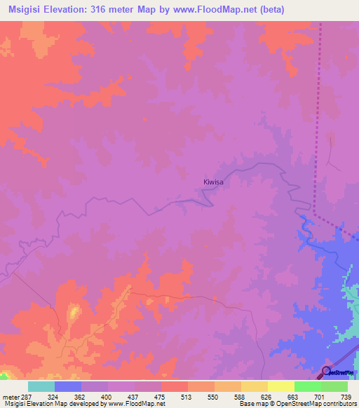 Msigisi,Tanzania Elevation Map