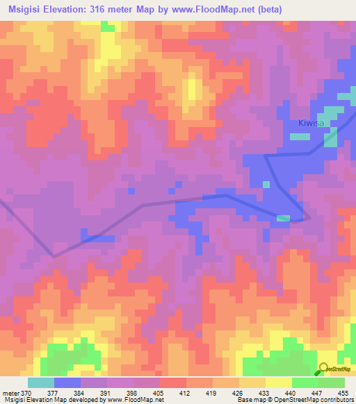 Msigisi,Tanzania Elevation Map