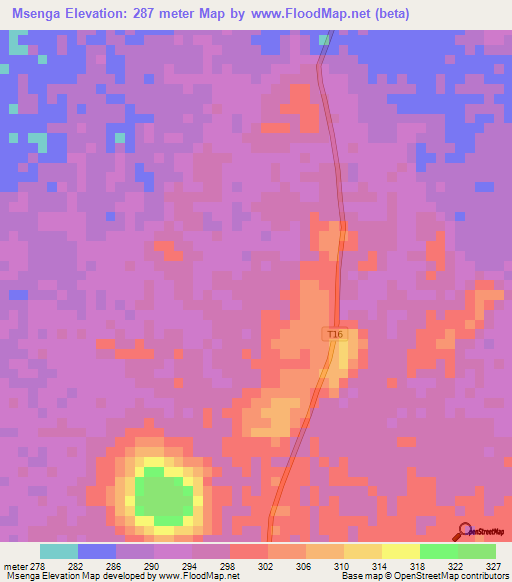 Msenga,Tanzania Elevation Map