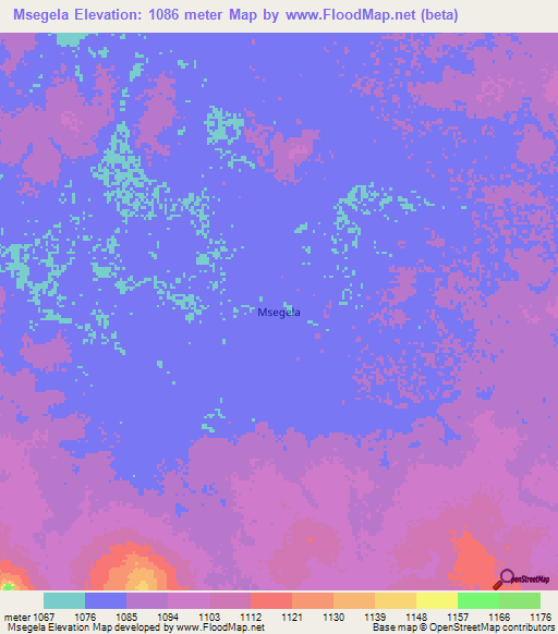 Msegela,Tanzania Elevation Map