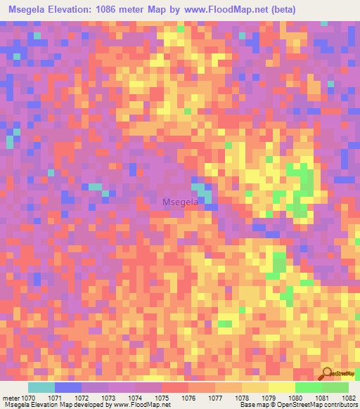 Msegela,Tanzania Elevation Map