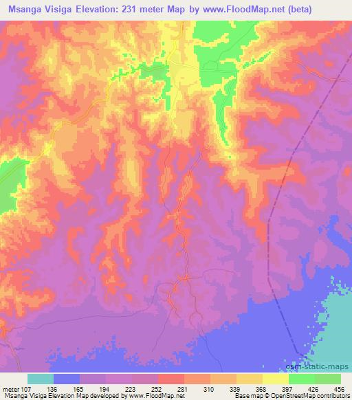 Msanga Visiga,Tanzania Elevation Map