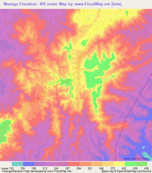 Msanga,Tanzania Elevation Map