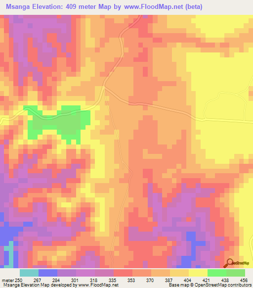 Msanga,Tanzania Elevation Map