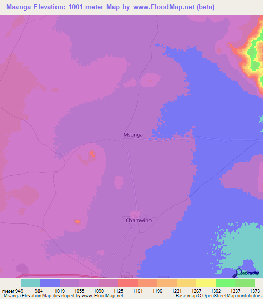 Msanga,Tanzania Elevation Map