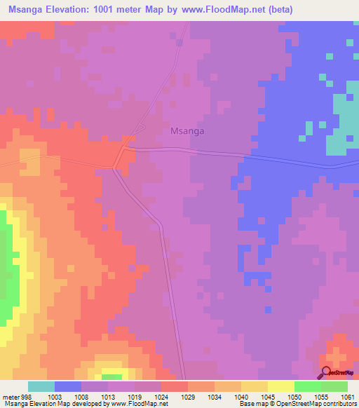 Msanga,Tanzania Elevation Map