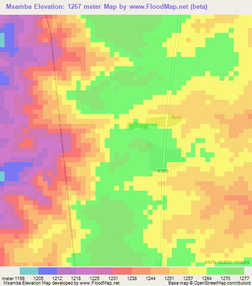 Msamba,Tanzania Elevation Map