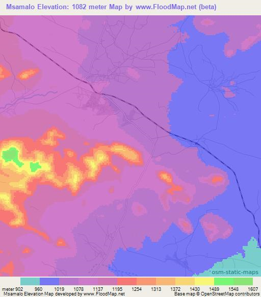 Msamalo,Tanzania Elevation Map