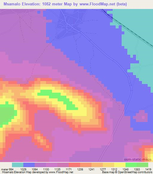 Msamalo,Tanzania Elevation Map