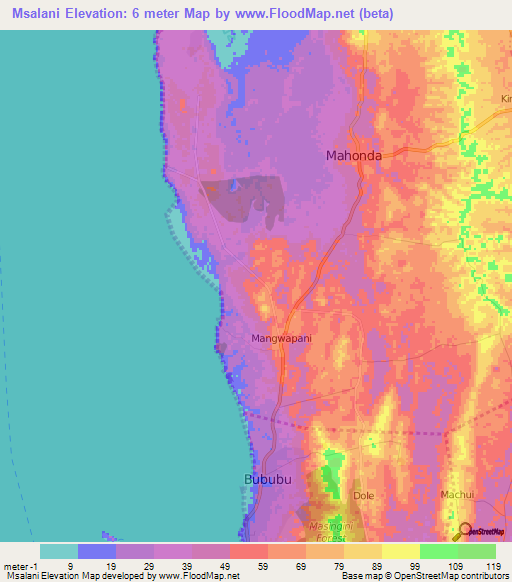 Msalani,Tanzania Elevation Map