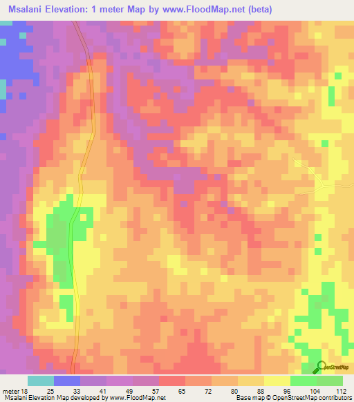 Msalani,Tanzania Elevation Map