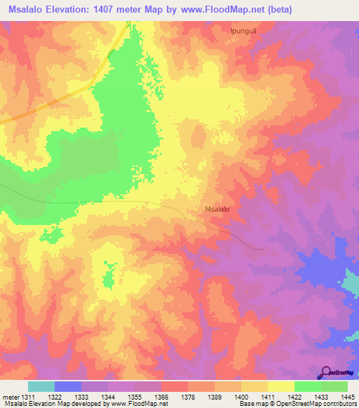 Msalalo,Tanzania Elevation Map