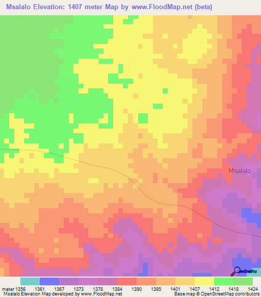 Msalalo,Tanzania Elevation Map