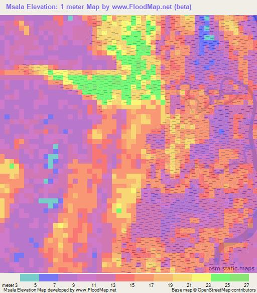 Msala,Tanzania Elevation Map