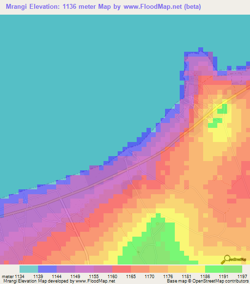 Mrangi,Tanzania Elevation Map