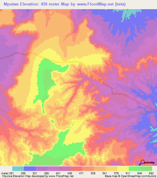 Mputwa,Tanzania Elevation Map