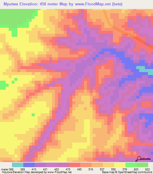 Mputwa,Tanzania Elevation Map