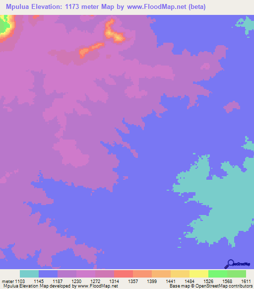 Mpulua,Tanzania Elevation Map