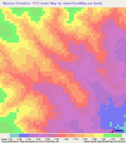 Mpulua,Tanzania Elevation Map