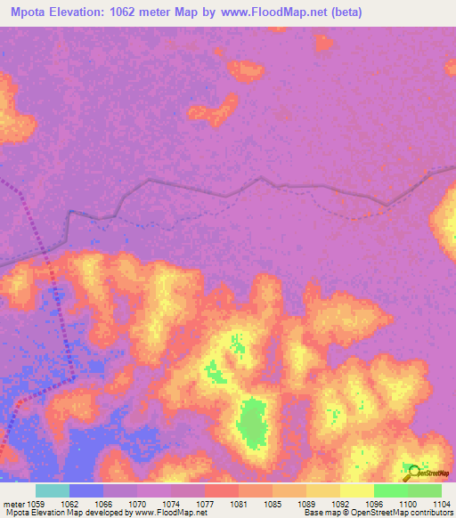 Mpota,Tanzania Elevation Map