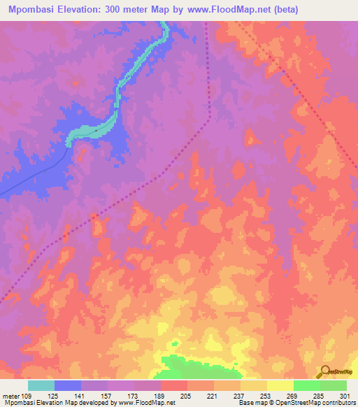 Mpombasi,Tanzania Elevation Map