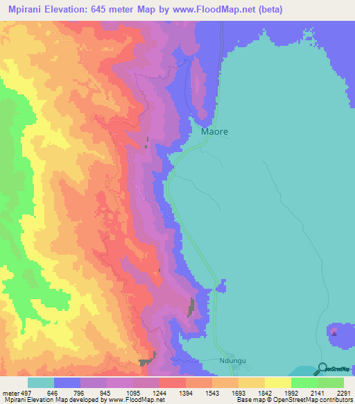 Mpirani,Tanzania Elevation Map