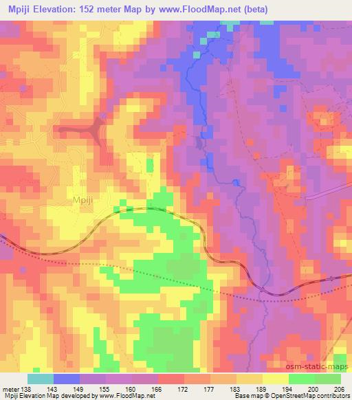 Mpiji,Tanzania Elevation Map