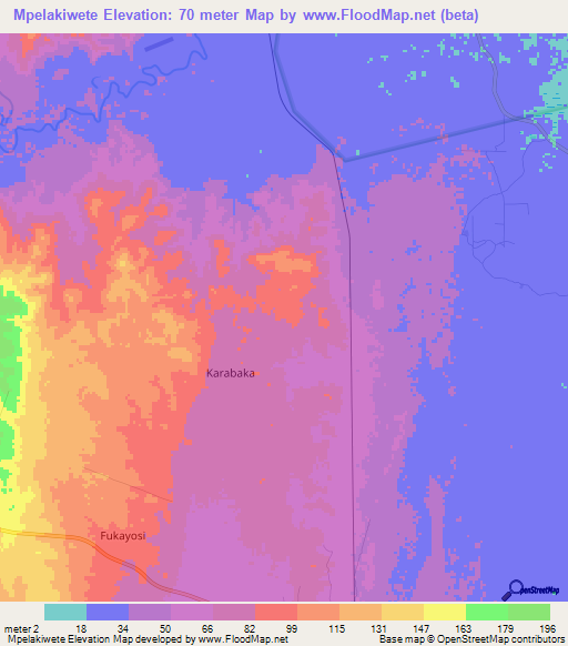 Mpelakiwete,Tanzania Elevation Map