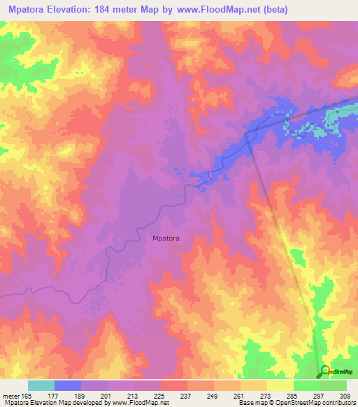 Mpatora,Tanzania Elevation Map