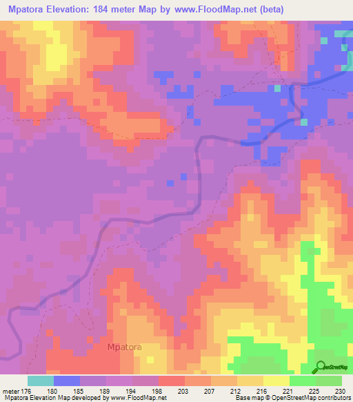 Mpatora,Tanzania Elevation Map