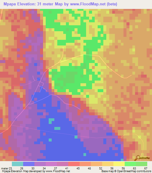 Mpapa,Tanzania Elevation Map