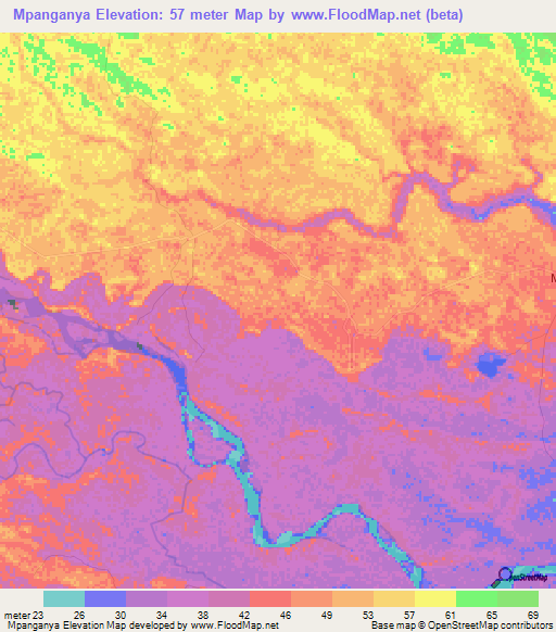 Mpanganya,Tanzania Elevation Map