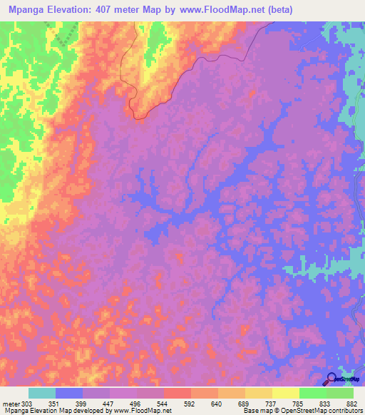 Mpanga,Tanzania Elevation Map