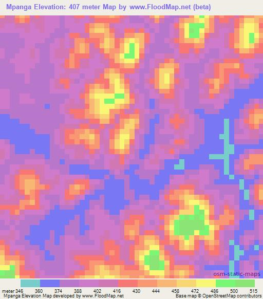 Mpanga,Tanzania Elevation Map