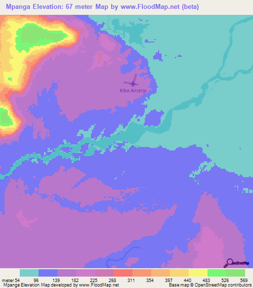 Mpanga,Tanzania Elevation Map