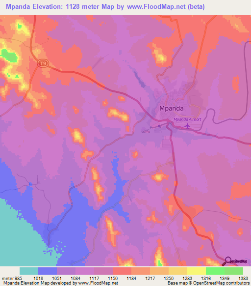 Mpanda,Tanzania Elevation Map