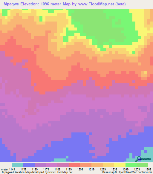 Mpagwe,Tanzania Elevation Map