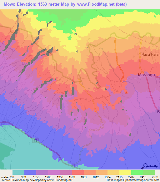 Mowo,Tanzania Elevation Map