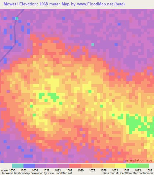 Mowezi,Tanzania Elevation Map