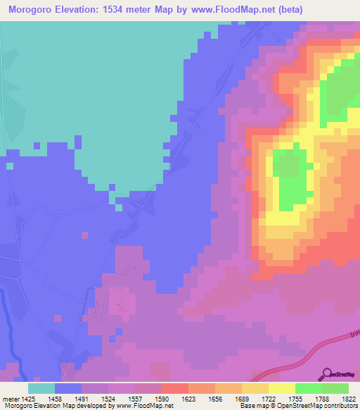 Morogoro,Tanzania Elevation Map