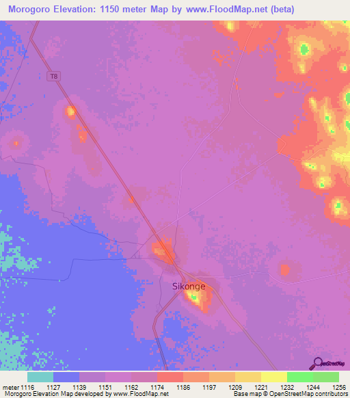 Morogoro,Tanzania Elevation Map