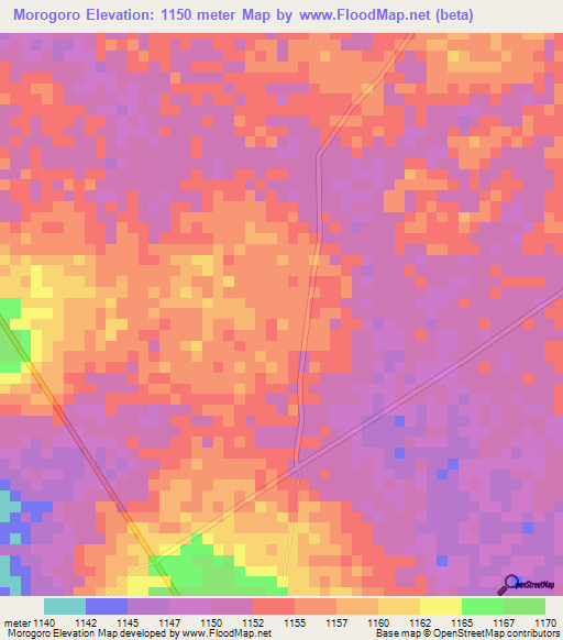 Morogoro,Tanzania Elevation Map