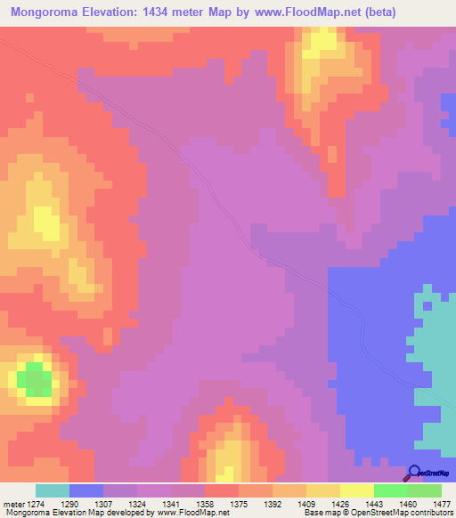 Mongoroma,Tanzania Elevation Map