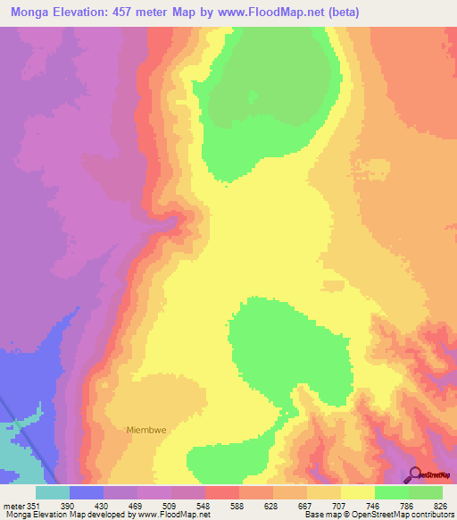 Monga,Tanzania Elevation Map