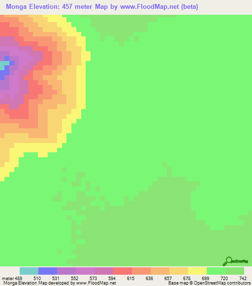 Monga,Tanzania Elevation Map