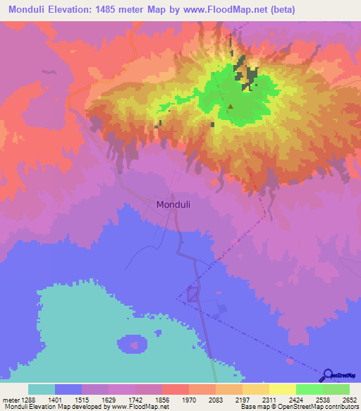 Monduli,Tanzania Elevation Map