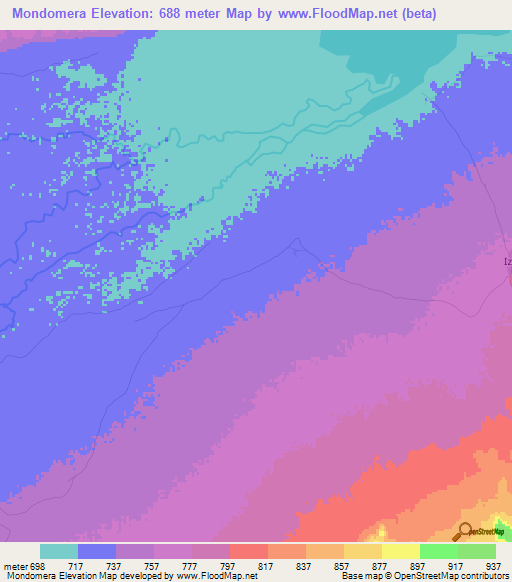 Mondomera,Tanzania Elevation Map