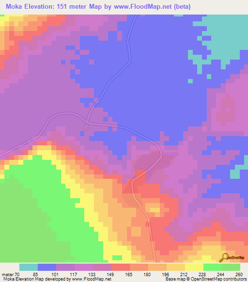 Moka,Tanzania Elevation Map